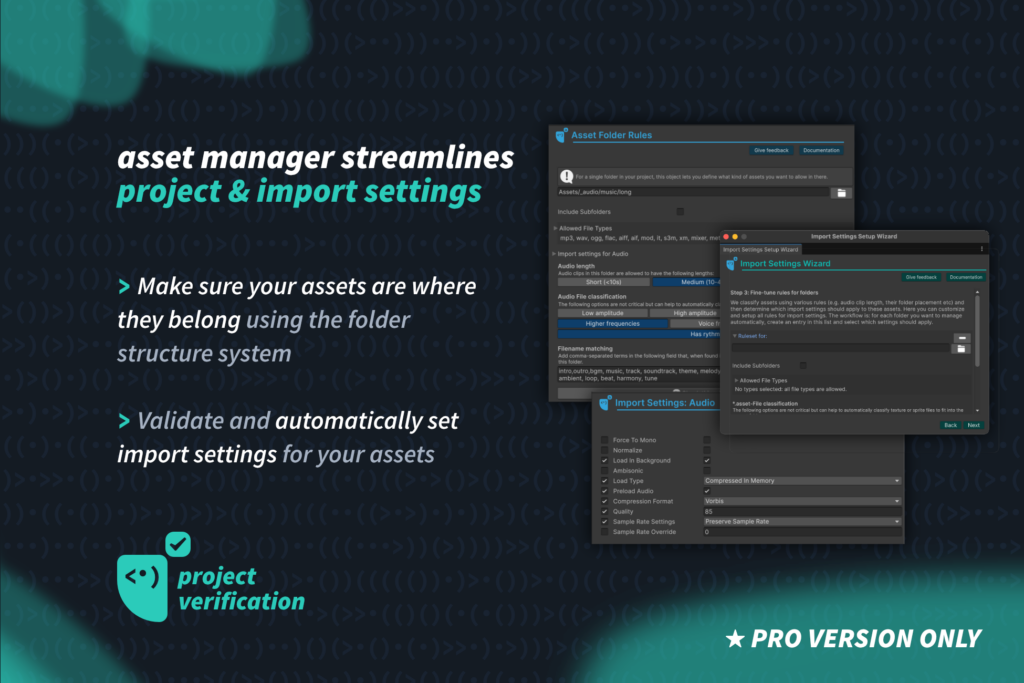 PRO: asset manager streamlines project and import settings with folder rules and an import settings wizard