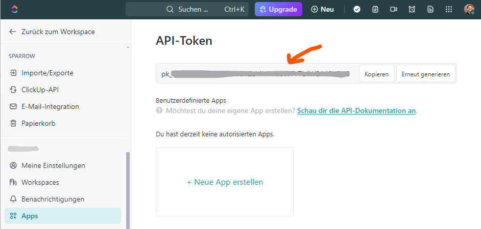 ClickUp integration configuration